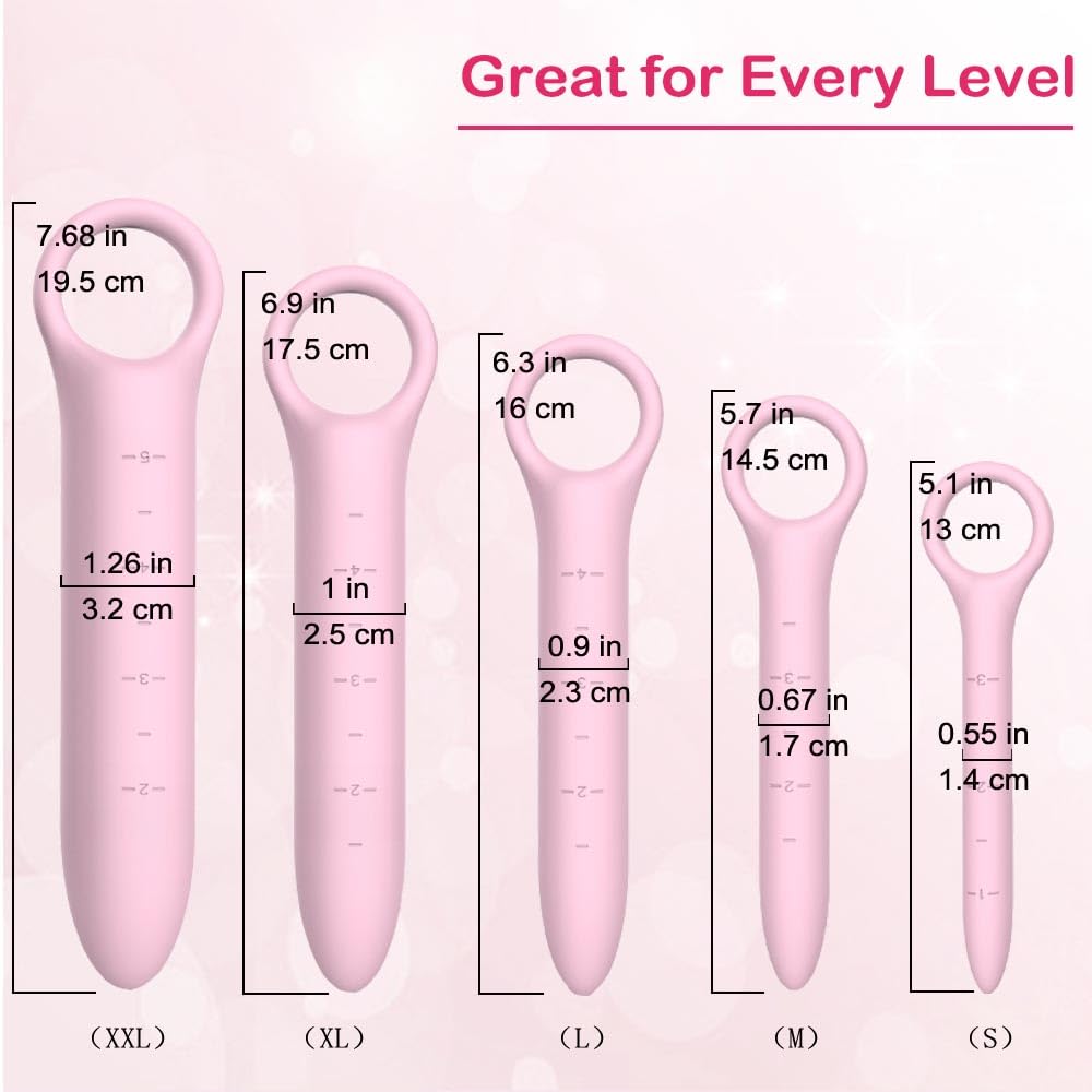 5-Pack Silicone Dilators for Pelvic Floor for Women, Pink