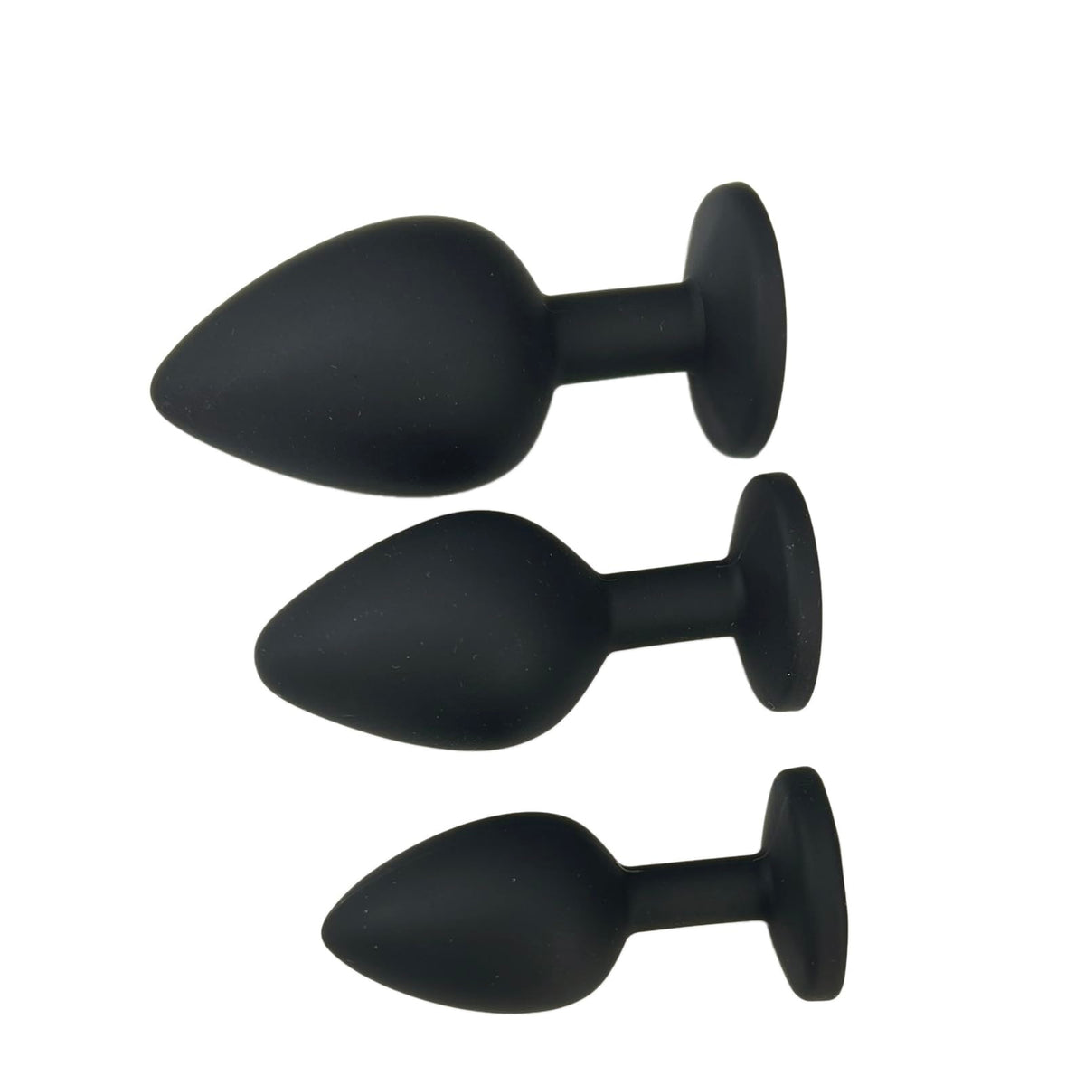 3PCS Silicone Jeweled Anal Butt Plug Training Set, Black
