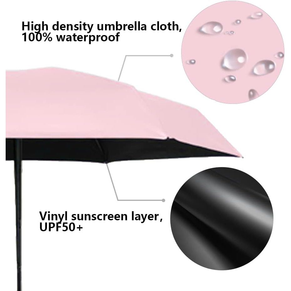 Buy now ESUFEIR Mini Travel Sun Umbrella for Purse With Case,Small Compact UV Umbrella Protection Sun,Lightweight Portable Parasol Windproof for Women Men Kids (Pink) at indiglob india