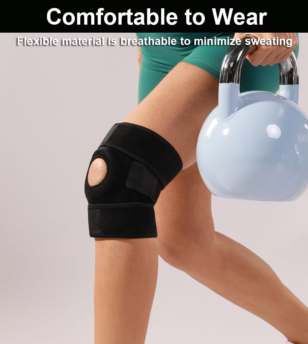 SUJAYU Knee Brace for Women Men with Side Stabilizers, 2 Pack Knee Braces for Knee Pain ACL MCL Arthritis Joint Pain Relief, Adjustable Compression Sleeve Patellar Tendon Support Strap