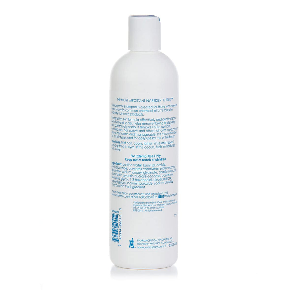 Vanicream Shampoo, 12 Fl Oz, Formulated without Common Irritants for Sensitive Skin, Gentle, Clarifying Shampoo, Helps Remove Oil, Flaking and Build-Up, Dermatologist Tested