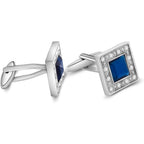 Buy now Blue Navy Crystal Square Cufflinks for Men Classical Cuff Links with Gift Box Elegant Style at indiglob india