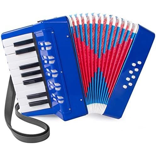Buy now Accordion, 17 Keys Piano Accordion 8 Bass with Straps for Beginners Kids Student Educational Musical Instrument (Blue) at indiglob india