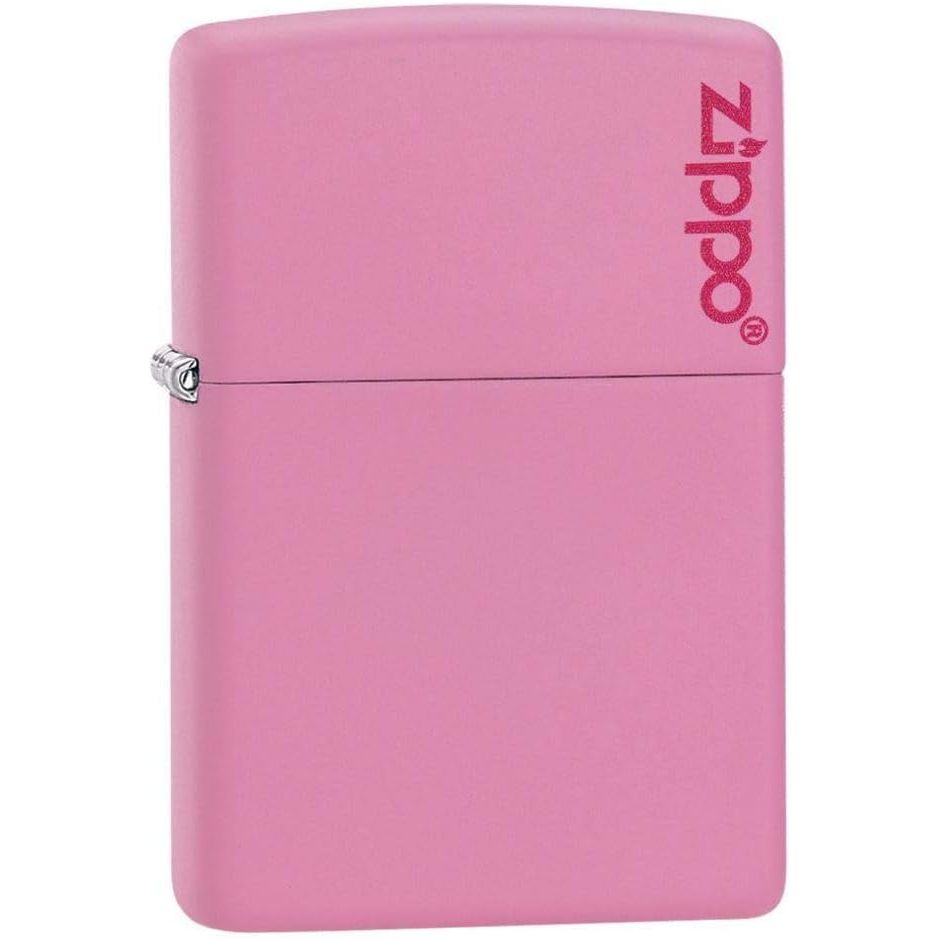 Buy now Zippo 218 Classic Black Matte Pocket Lighter Pink Logo at indiglob india