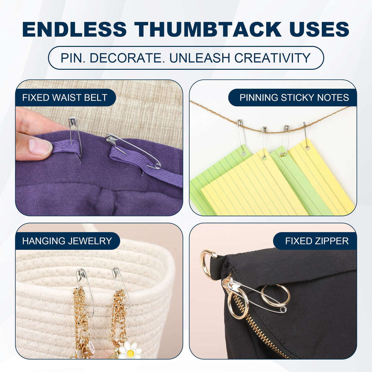 Explore premium imported assorted safety pins from Curat Cart, perfect for creative projects, securing items, and more.
