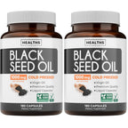 Black Seed Oil - 120 Softgel Capsules Skin Health (Non-GMO & Vegan) Cold-Pressed Nigella Sativa Producing Pure Black Cumin Seed Oil with Vitamin E - 500mg Each, 1000mg Per 2 Capsule Serving