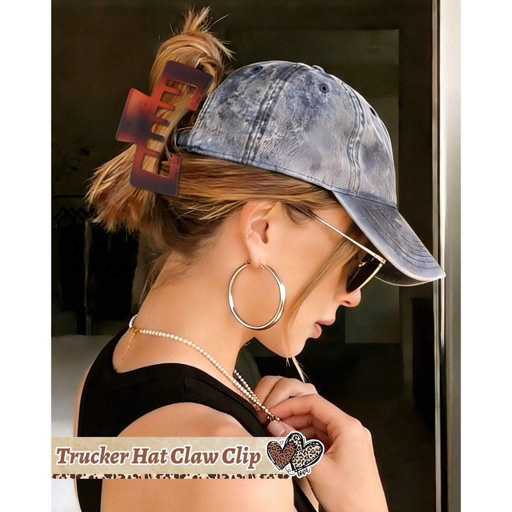 Stylish claw clip perfect for securing hair with baseball caps. Available online for easy ordering.