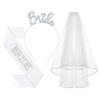 3Pcs Bride to Be Headband with Sash and Veil for Bachelorette Party | Bride Decorations, Bridal Shower Favors, Wedding Accessories for Gift
