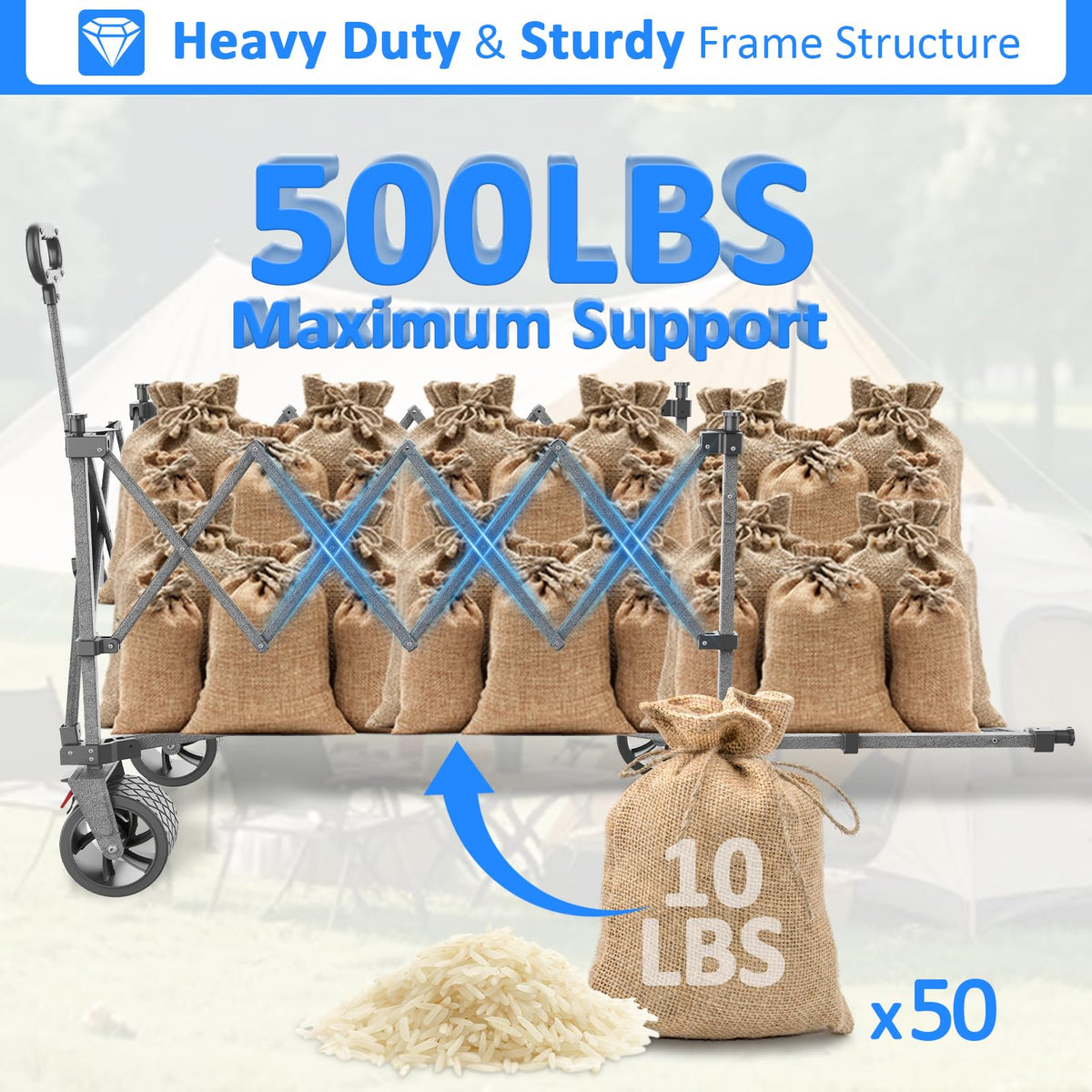 Discover the premium imported Collapsible Foldable Wagon with Brake, supporting 500lbs for versatile use. Available at Curat Cart.
