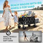 Enjoy the Collapsible Foldable Wagon with Brake, ideal for transporting beach essentials. 100% Authentic, available at Curat Cart in India.