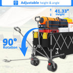 Collapsible Foldable Wagon with Brake by Kachuan Bear, featuring adjustable height and angle. High-quality finish from Curat Cart.