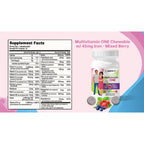 BariatricPal Multivitamin ONE 1 per Day! Bariatric Multivitamin Chewable with 45mg Iron - Mixed Berry (30 Count)