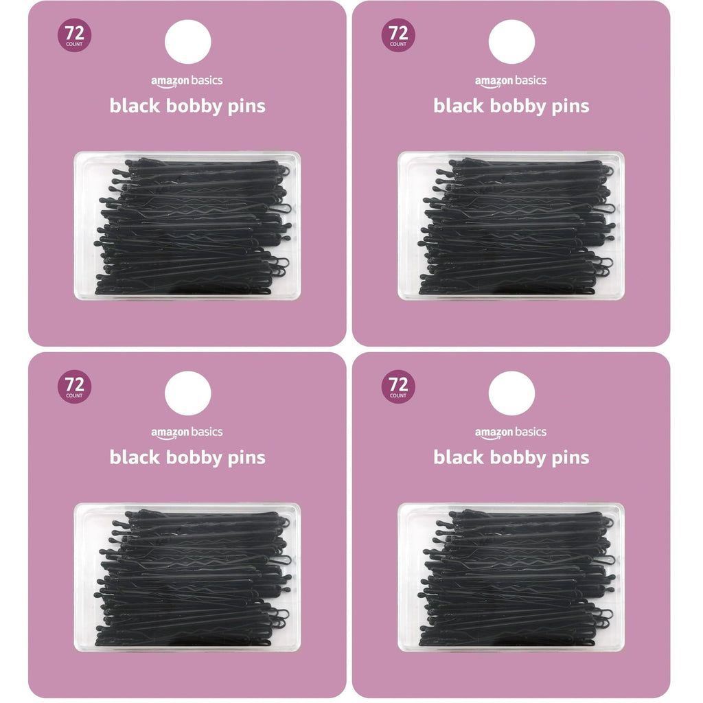Amazon Basics Bobby Pins in Case Brown 72 Count (Pack of 4)