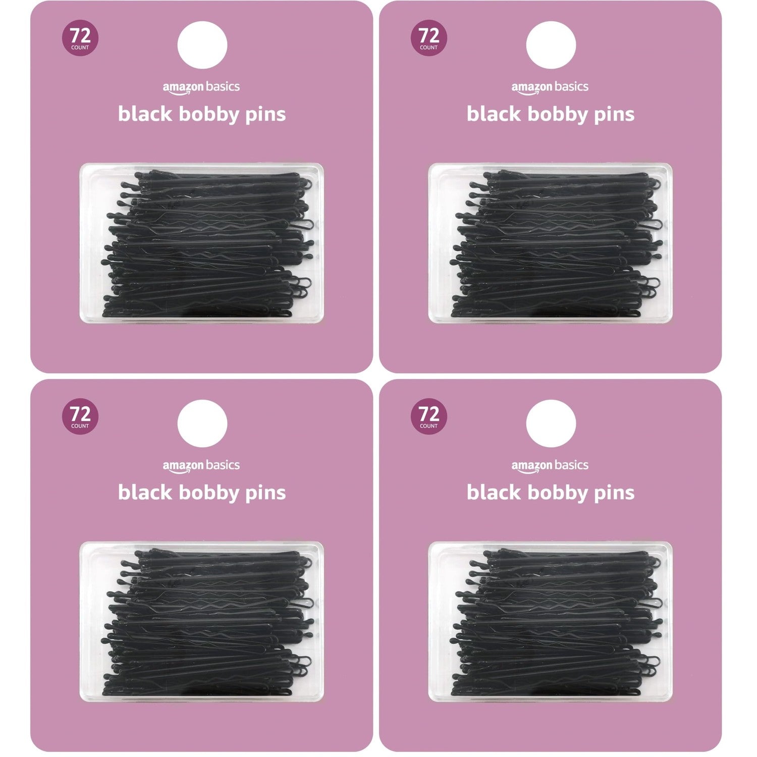 Amazon Basics Bobby Pins in Case Brown 72 Count (Pack of 4)