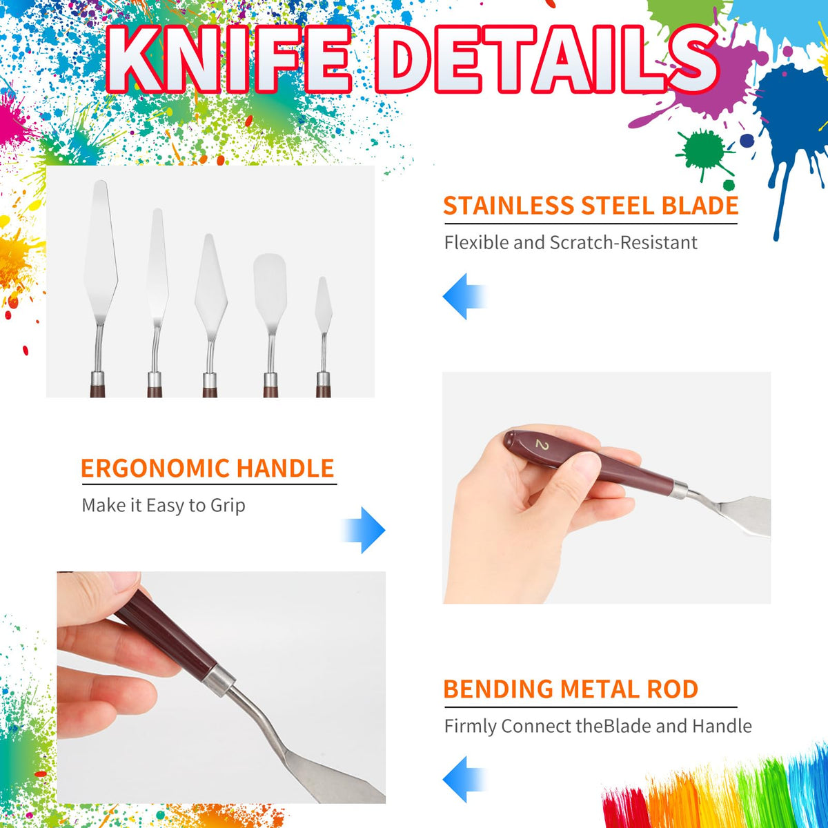 EGYPAMID Palette Knife Set features ergonomic handles and stainless steel blades. 100% Authentic, available at Curat Cart in India.