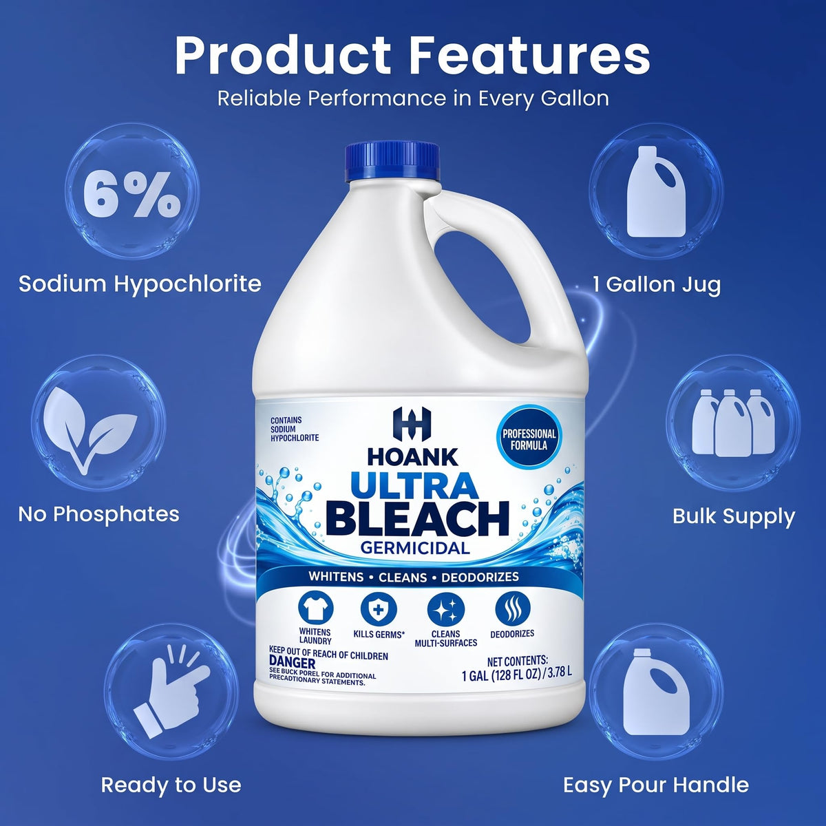 Ultra Germicidal Liquid Bleach from Curat Cart, perfect for daily cleaning, deodorizing, and whitening. Ready to use for effective results.