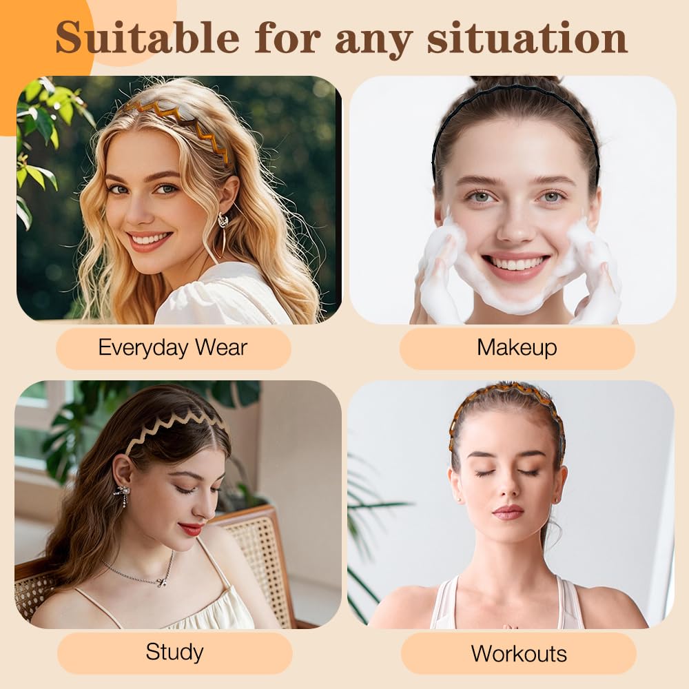 Six zig zag headbands for women, perfect for any occasion like workouts, study, daily wear. Order online today!