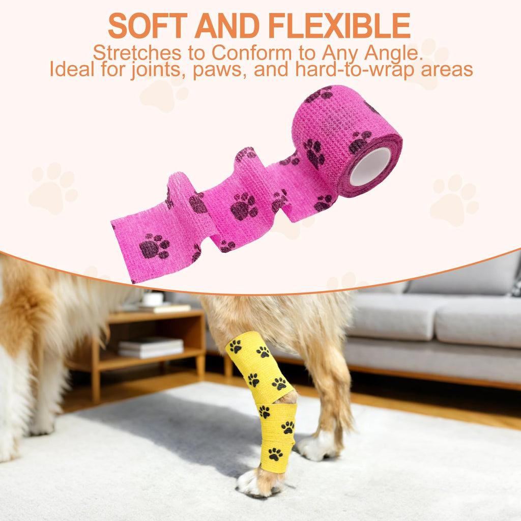 Vet Wrap Cohesive Bandage in pink and yellow, soft and flexible, 100% Authentic, available in India at Curat Cart.