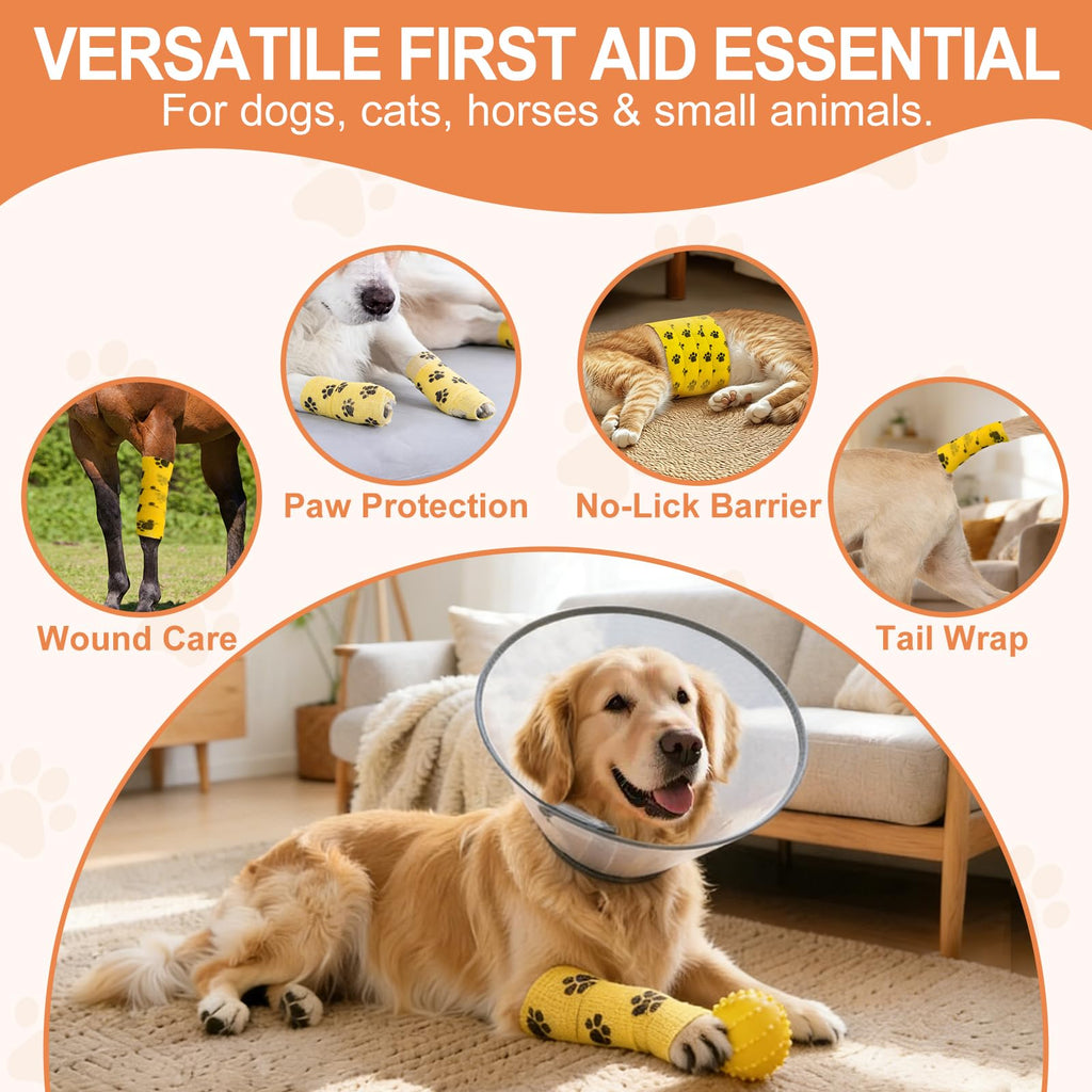 Vet Wrap Cohesive Bandage offers versatile first aid for pets, shown in high-quality packaging at Curat Cart. Perfect for wound care.
