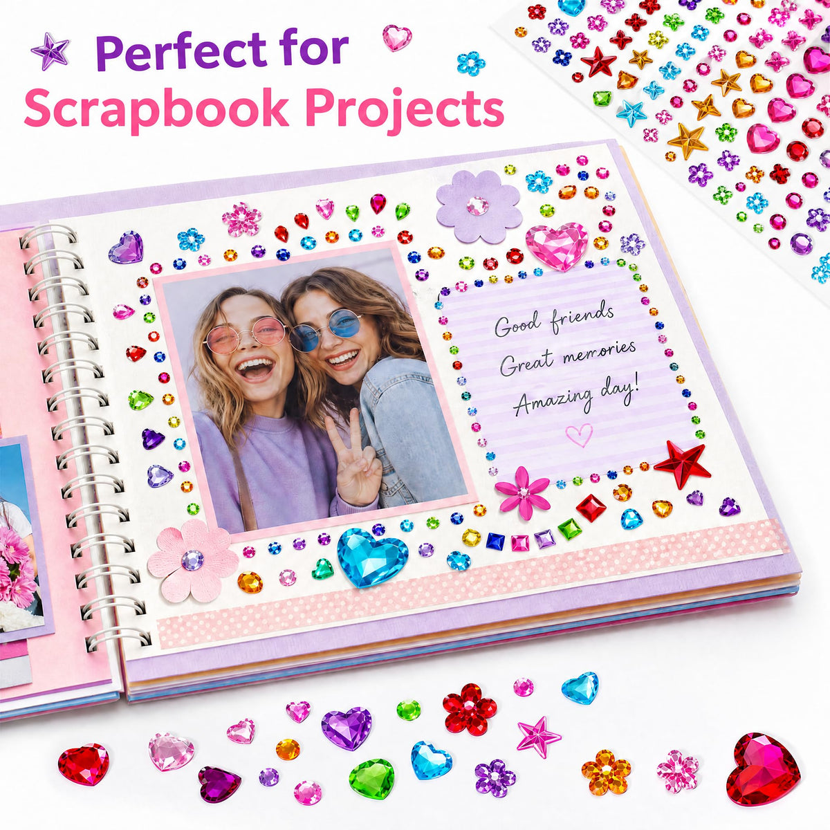 Vibrant 6000PCS self-adhesive gem stickers ideal for scrapbooking and crafts, backed by CuratCart trust.