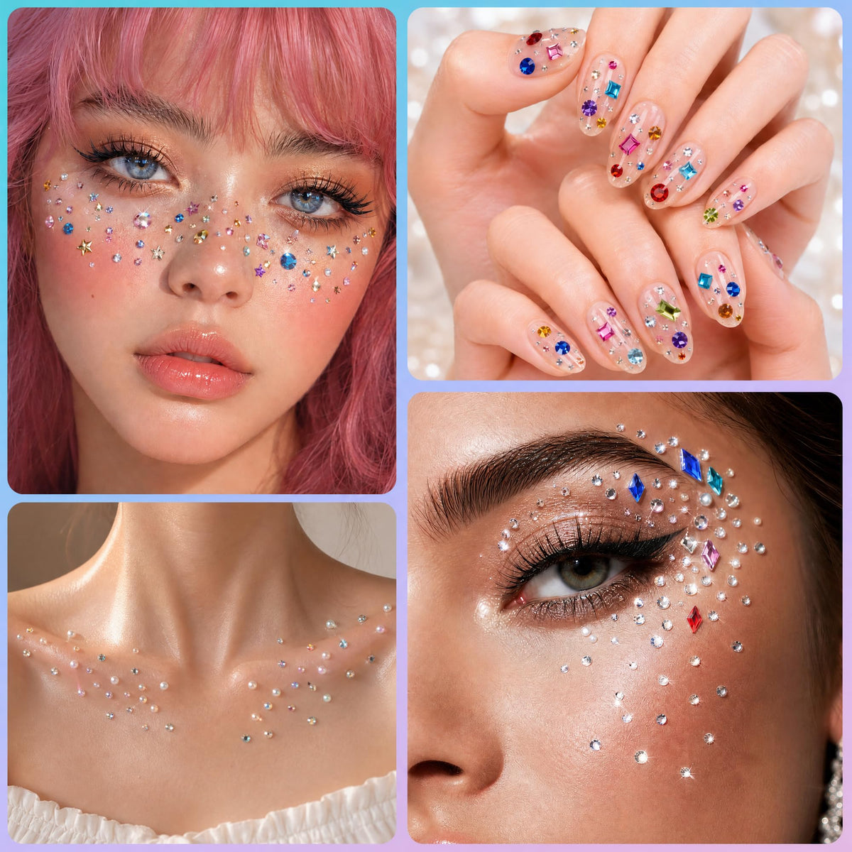 Explore 6000PCS self-adhesive gem stickers, ideal for creative nail art and party looks. Premium imported quality.