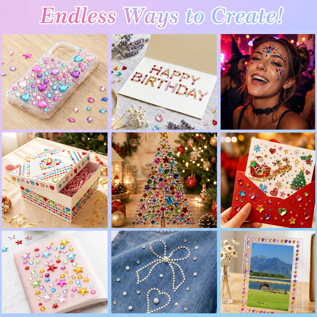 6000PCS of authentic self-adhesive rhinestone stickers for creative projects and decoration. Endless creation possibilities!
