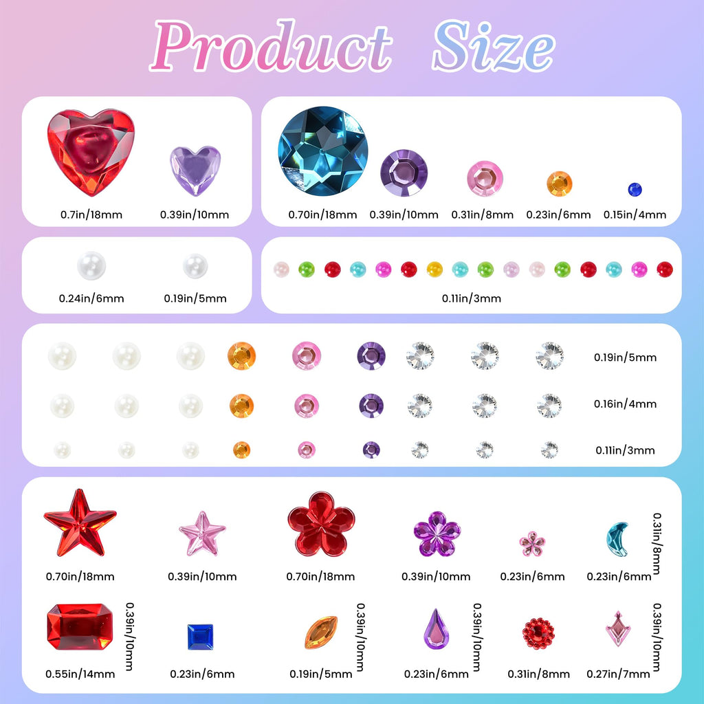6000PCS of premium self-adhesive rhinestone stickers in assorted shapes and sizes, perfect for crafts and decorations.