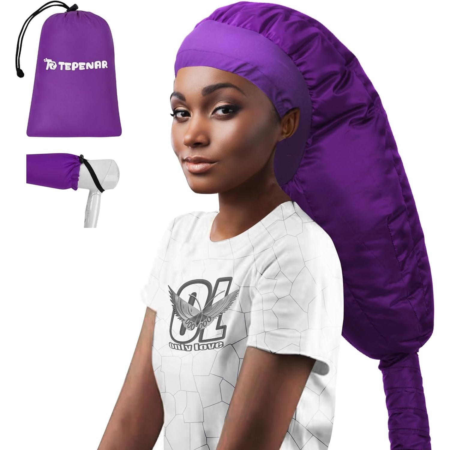 Buy now Bonnet Hair Dryer Attachment, Large - Black, Upgraded Soft Adjustable for Hand Held Hair Dryer, Fast Drying, Ideal for Natural Curly Textured Hair Care and Speeds Up Drying Time at Home Extra Large - Purple at indiglob india