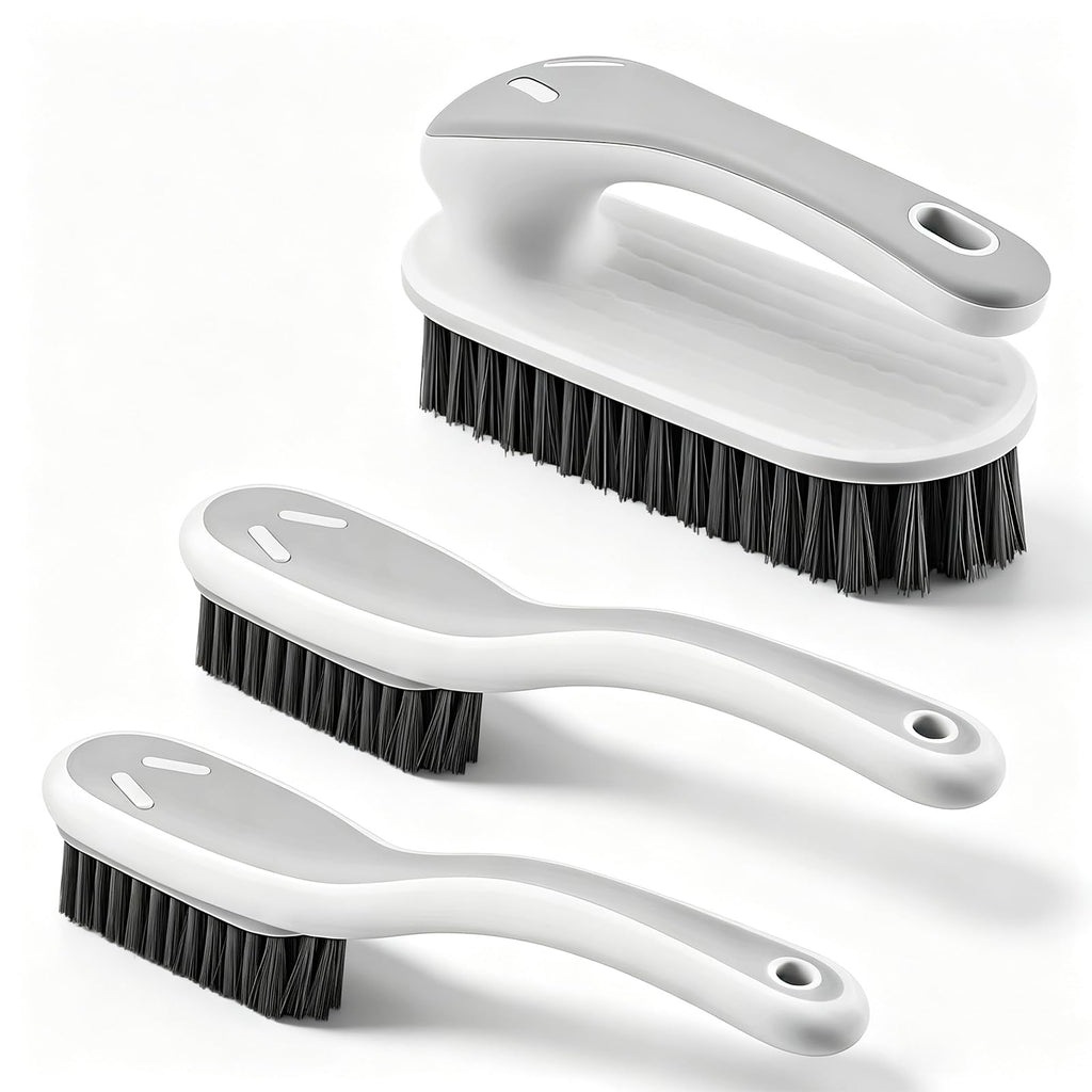 SetSail Soft Bristle Scrub Cleaning Brush 3 Pack Laundry Brush Gray White