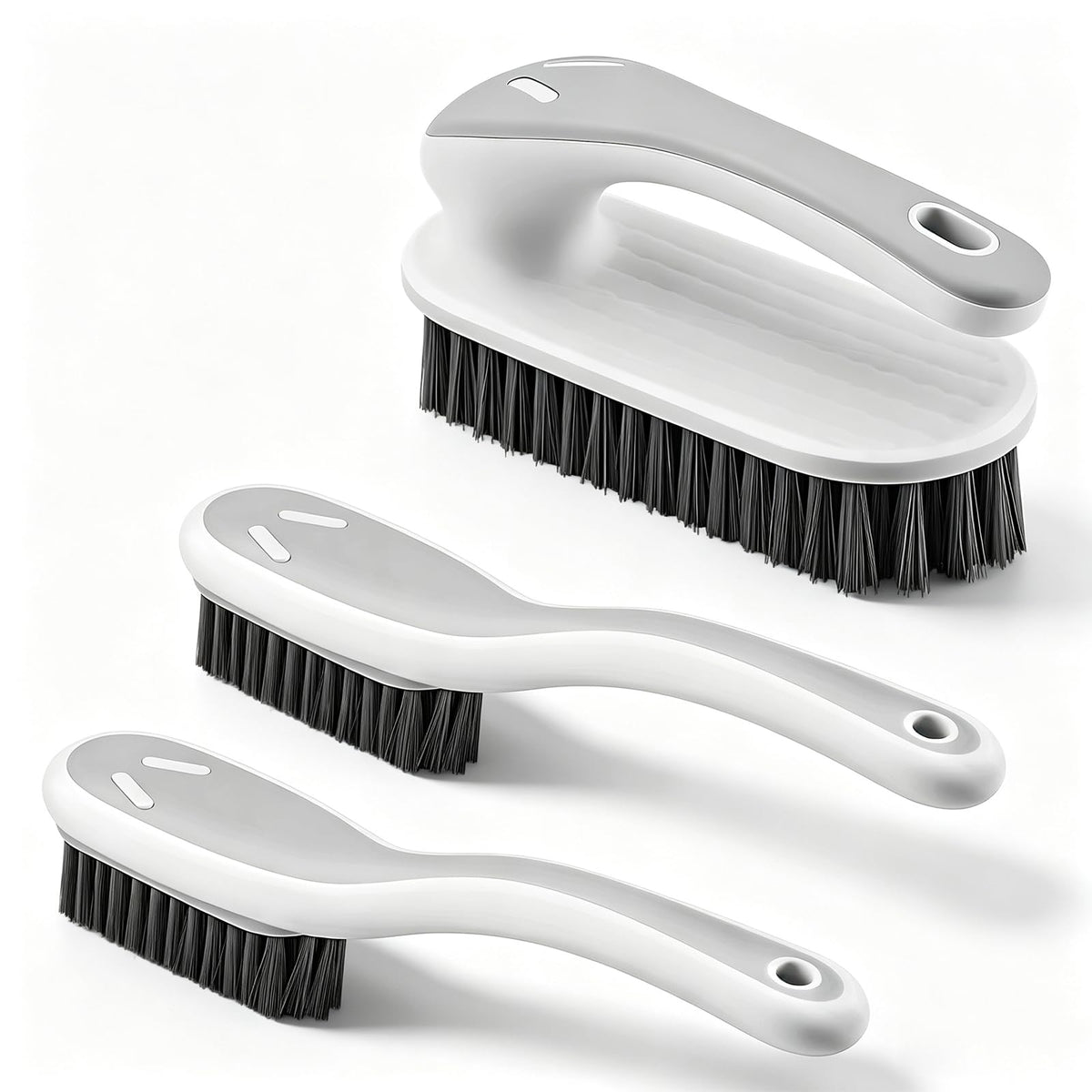 SetSail Soft Bristle Scrub Cleaning Brush 3 Pack Laundry Brush Gray White