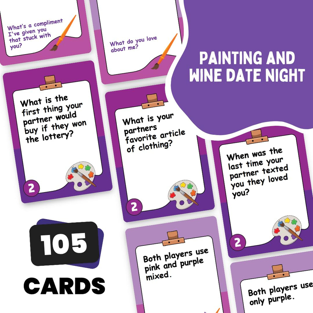 Do or Drink Sip and Paint Couples Painting Kit Game – Date Night Game with Conversation Cards, Romantic DIY Paint Kit for Two, Fun Relationship Activity, for Couples