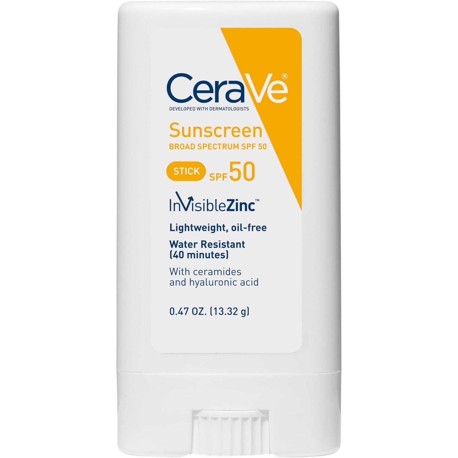 CeraVe Mineral Sunscreen Stick, SPF 50 Face Sunscreen, Travel Size, 0.47oz | FSA Eligible Zinc Oxide Face Sunscreen with Hyaluronic Acid and Ceramides Offers Water-Resistant, Mess-Free Protection