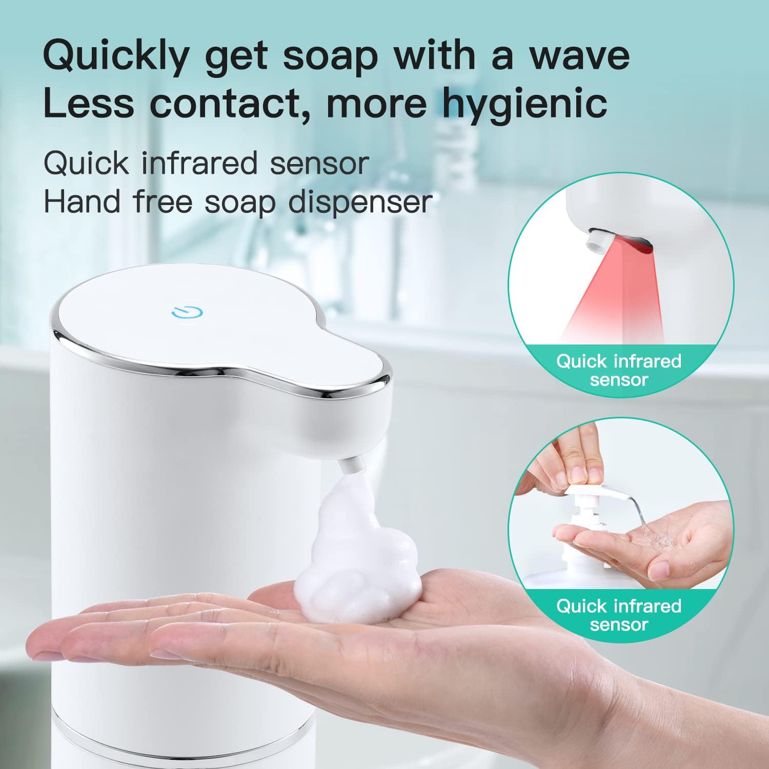 Buy now LAOPAO Soap Dispenser, Automatic Foaming Hand Soap Dispenser Touchless Rechargeable Bathroom Countertop Soap Pump for Kids Xmas Gift 300ml at indiglob india