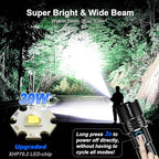 Buy now Flashlights High Lumens Rechargeable - 20000LM 30W Super Bright LED Flash Light | 5000ft Beam & 12H Long Lasting USB High Powered Handheld Police Flashlight for Home/Camping/Hiking/Emergency at indiglob india