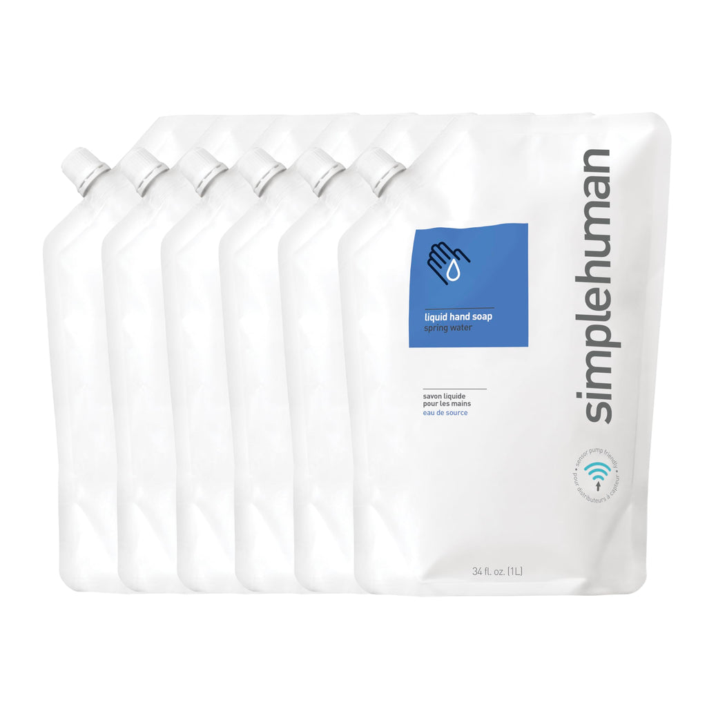 Buy now simplehuman Fragrance Free Moisturizing Liquid Hand Soap Refill Pouch, 34 Fl. Oz, Pack of 6 at indiglob india