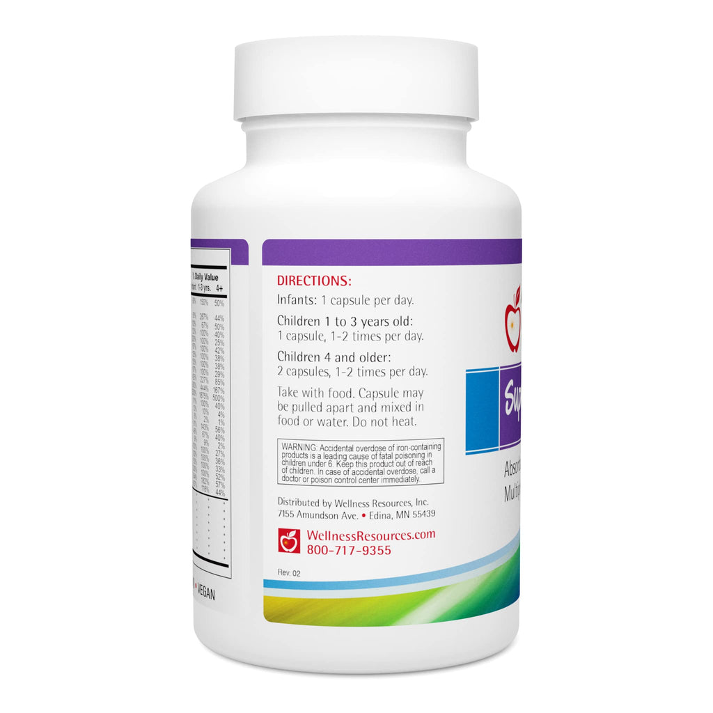 Super Mini-Multi - Children's Multivitamin Swallowable Capsules with Methyl Folate, Methyl B12 and Coenzyme B Vitamins for Growth, Focus, Brain Health (120 Capsules)