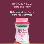 Nature's Bounty Optimal Solutions Essential Prenatal Gummies, 50 Count | Folic Acid and Iodine, Omega 3 and DHA, 25 Total Servings