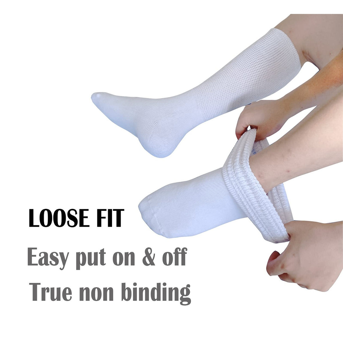 CIRZUEX Extra Wide Socks for Lymphedema Swollen Feet Leg, Bariatric Socks, Cast Boot Sock, Diabetic Non Binding Neuropathy Swelling Women Men 2 Pairs