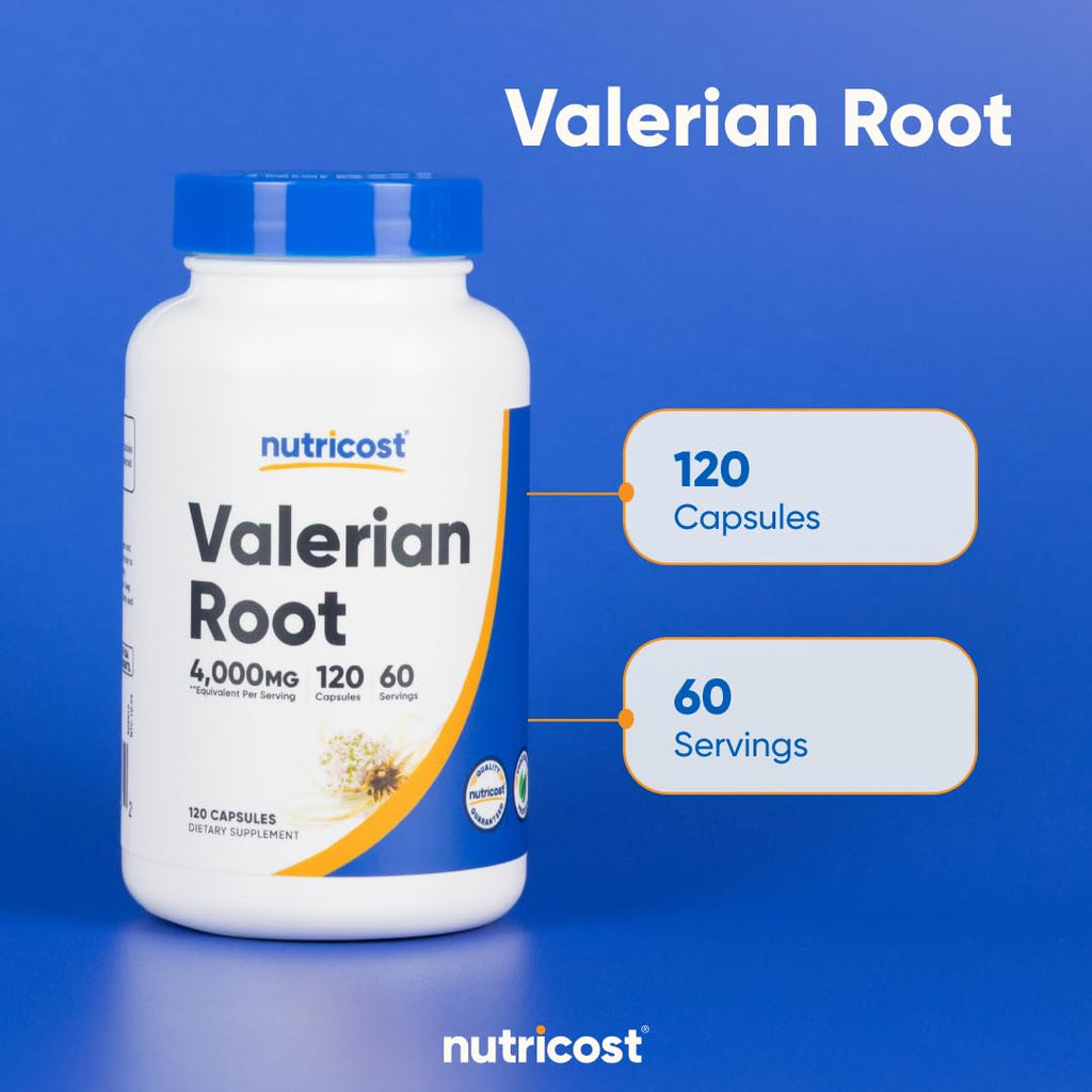 Nutricost Valerian Root Extract 120 Capsules for 60 Servings Per Bottle | Vegetarian, GMO Free and Gluten Free