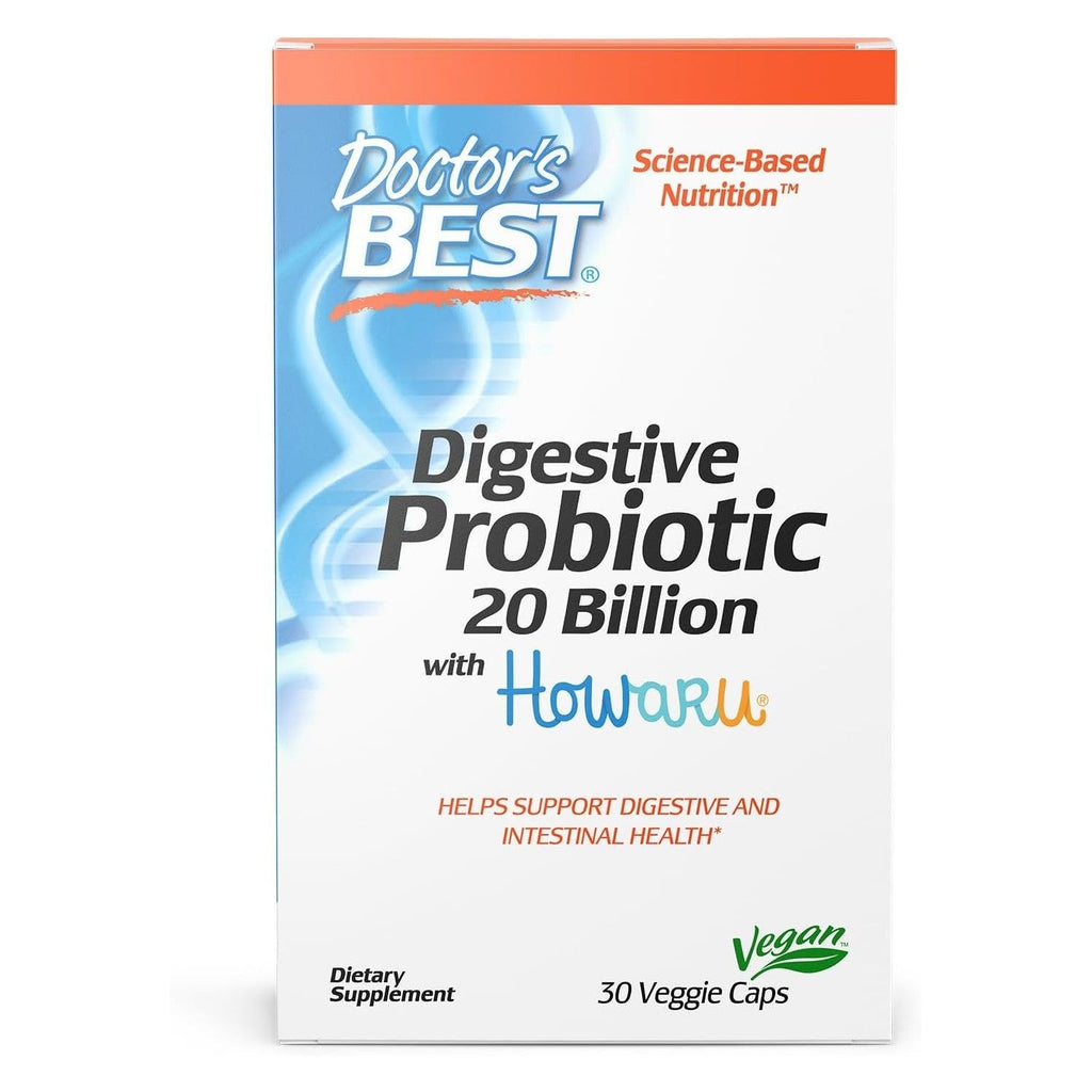 Buy now Doctors Best Digestive Probiotic 20 Billion CFU with Howaru, Supports Digestive & Intestinal Health, Non-GMO, Gluten Free, Vegan 30 Veggie Caps Default at indiglob india