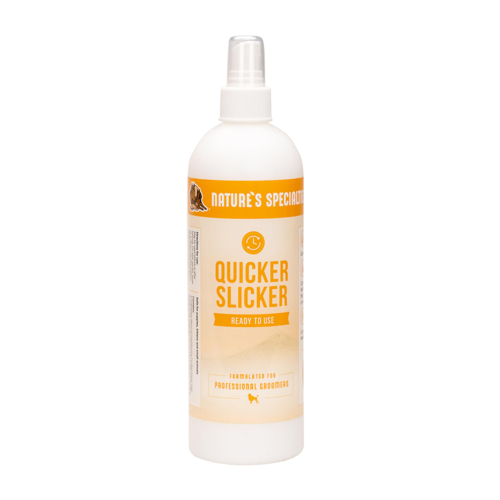 Nature's Specialties Quicker Slicker Ready to Use Detangling and Conditioning Spray, Natural Choice for Professional Groomers, Helps Restore Moisture, Made in USA, 16 oz