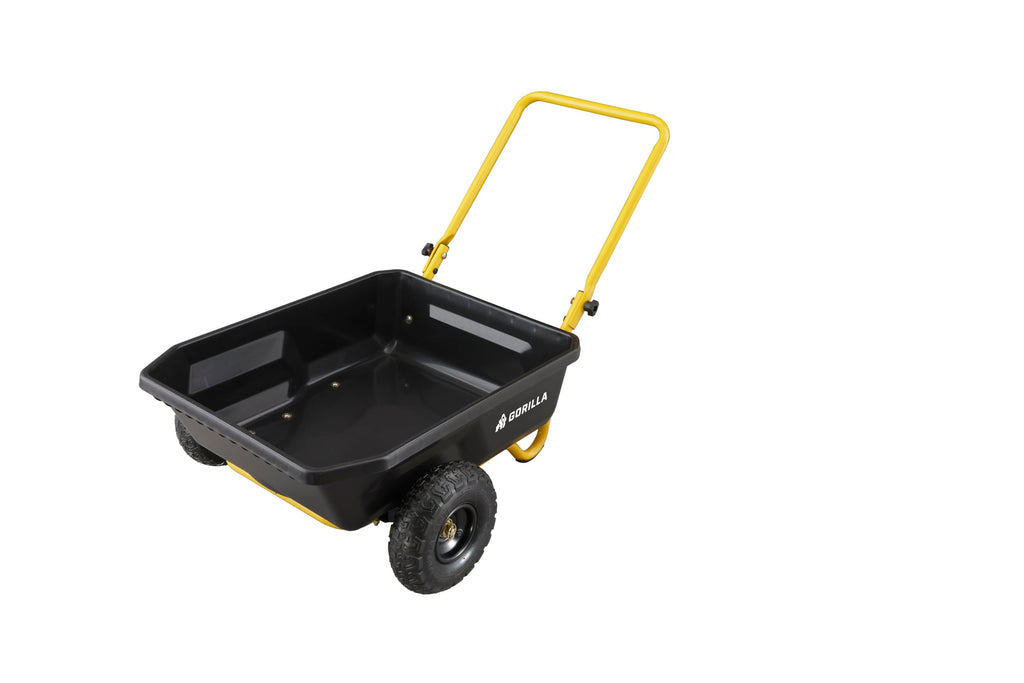 Gorilla Carts Poly Dump Cart, 2-Wheel Garden Wagon, 4 Cu Ft, 300lb Capacity
