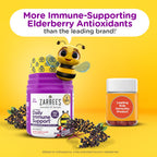 Zarbee's Kids Elderberry Immune Support Gummies, No Sugar Coating, 60 ct | For Ages 2+ Years, No Sugar Coating, Vitamins C D3 & Zinc, Elderberry, Supports Healthy Immune System, No Artificial Flavors