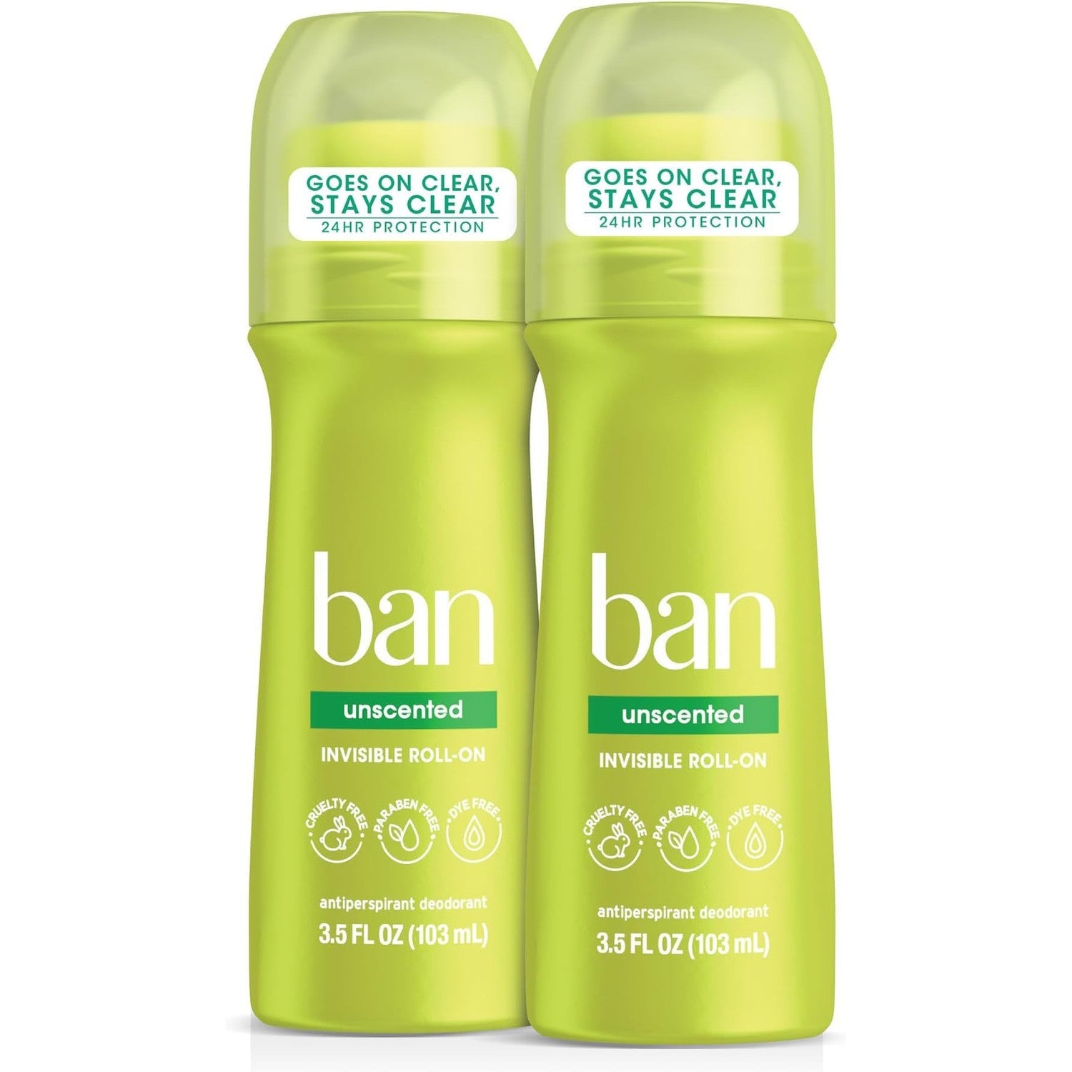 Ban Invisible Roll-on Antiperspirant Deodorant for Women and Men, 24-hour Underarm Odor & Sweat Protection, Unscented, 3.5 Oz, Pack of 12