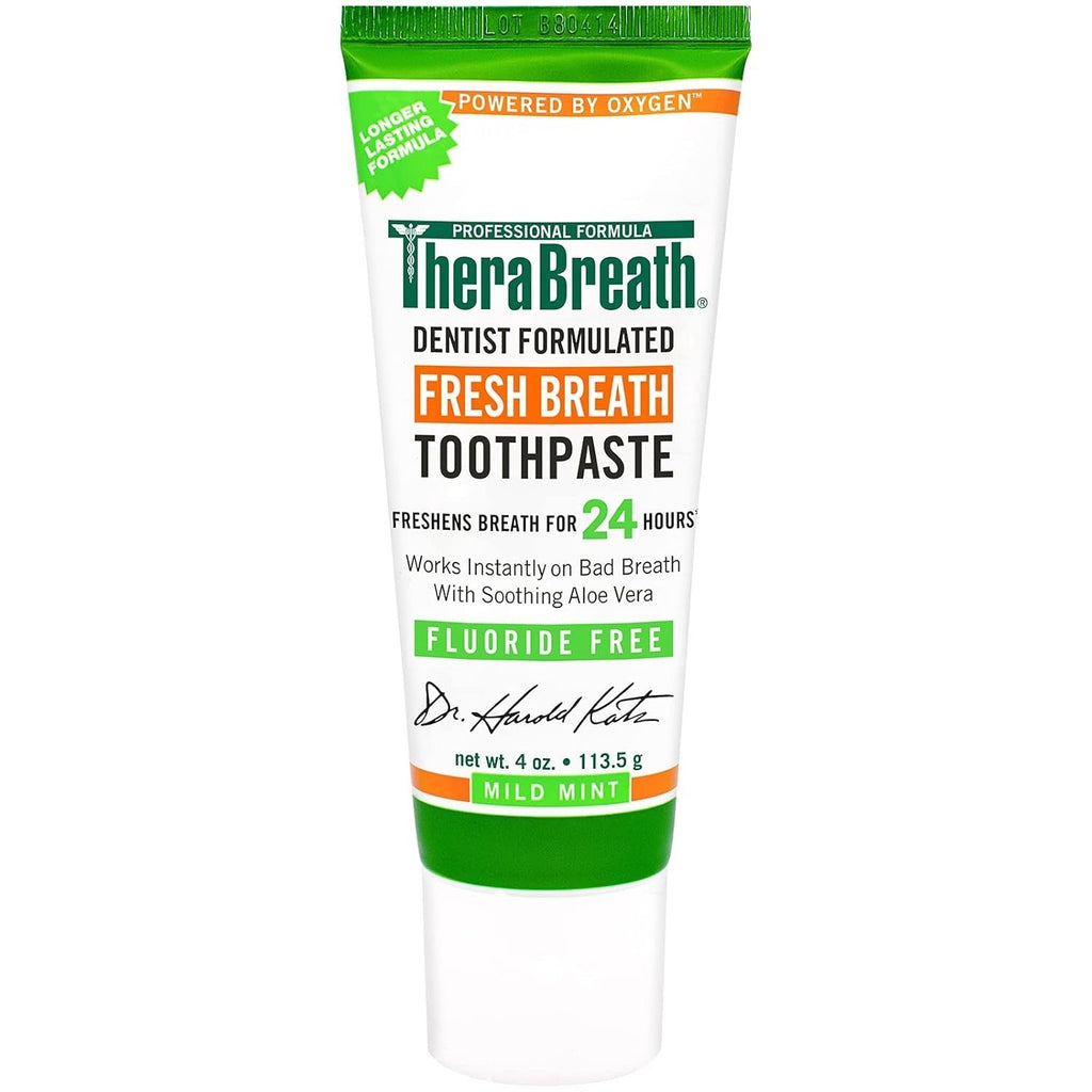 Buy now TheraBreath Fresh Breath Dentist Formulated Fluoride Free Toothpaste, Mild Mint, 4 Ounce (Pack of 2), Multi at indiglob india
