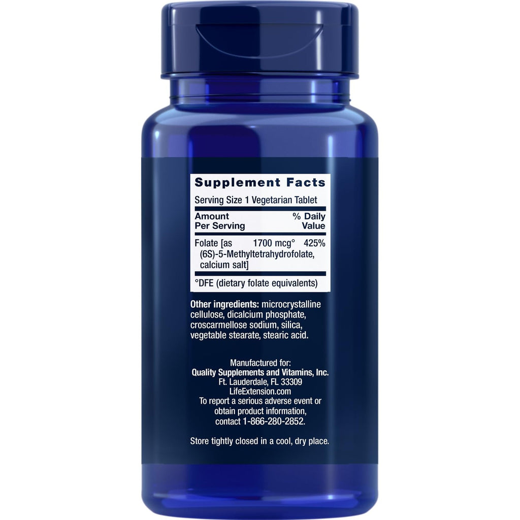 Life Extension Optimized Folate (L-Methylfolate) 1700 mcg DFE, 180 Veg Tablets