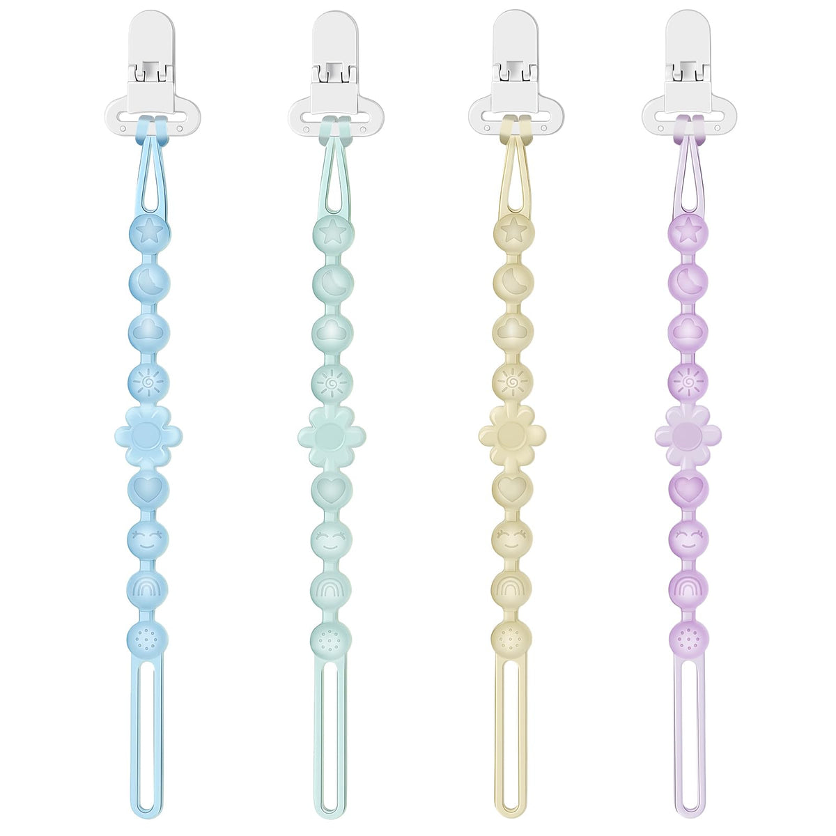 Silicone Baby Pacifier Clip Holder, One-Piece Beads, BPA Free