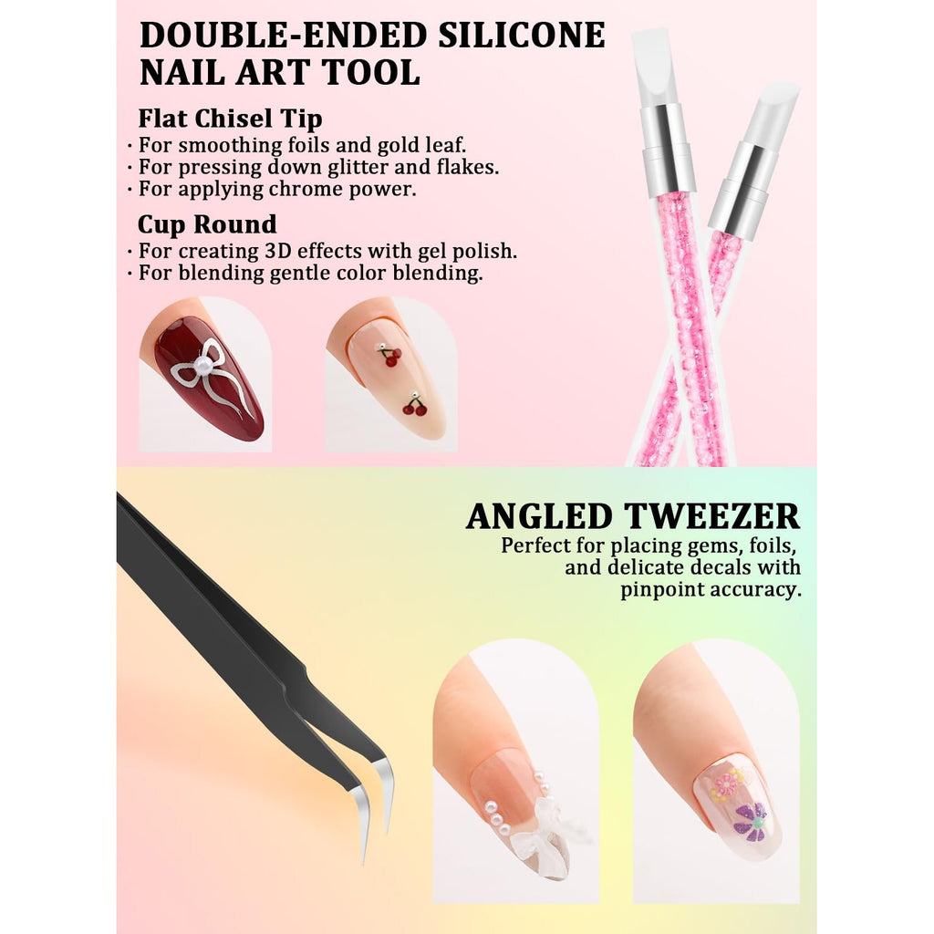 YOOVR 28-In-1 Nail Art Tools with Nail Stand Holder for Press on Painting | Nail Art Brushes, French Tip Liner Brushes, Dotting Tools, Must Have Design Tools Supplies for Nail Tech & Beginners (Pink)