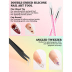YOOVR 28-In-1 Nail Art Tools with Nail Stand Holder for Press on Painting | Nail Art Brushes, French Tip Liner Brushes, Dotting Tools, Must Have Design Tools Supplies for Nail Tech & Beginners (Pink)