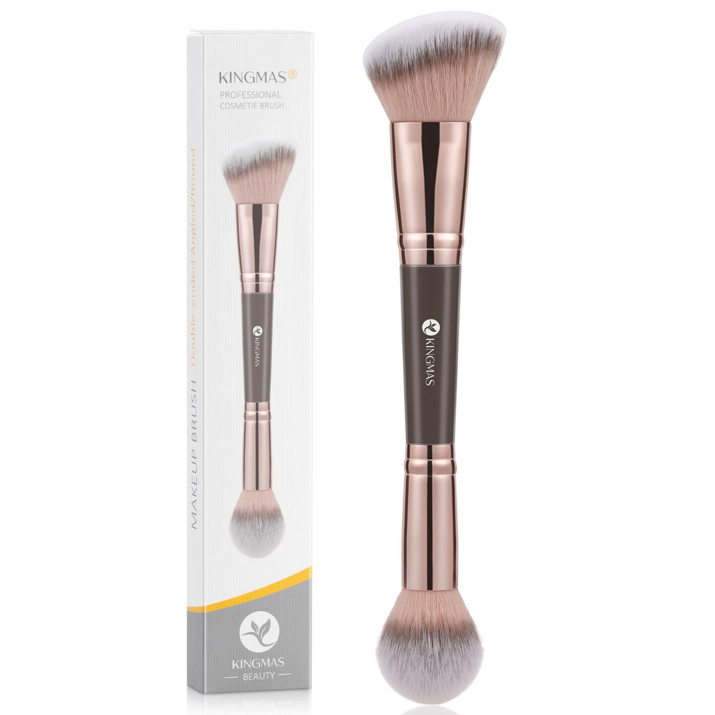 Buy now KINGMAS Foundation Makeup Brush, Double-ended Angled/Round Top Contour Brush for Beauty Blending Liquid Powder, Concealer Cream Cosmetics Blush Makeup Brush (Brown) Brown at indiglob india